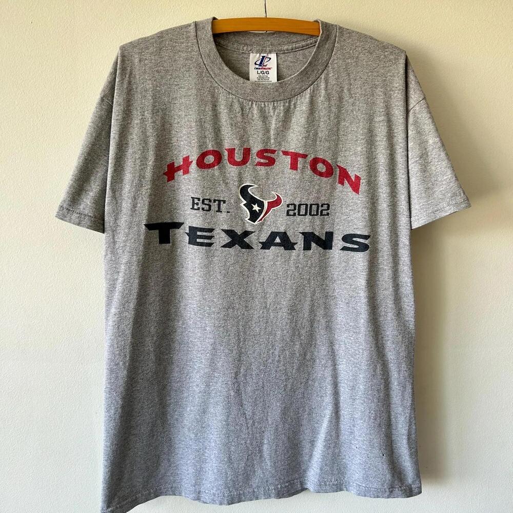 2000S Houston Texans Nfl Football Grey Graphic T-Shirt Logo Athletic Sportswear